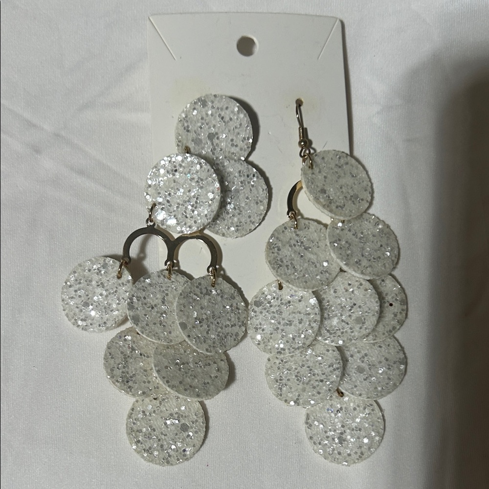 Splendid Glittering Silver Disc Earrings
